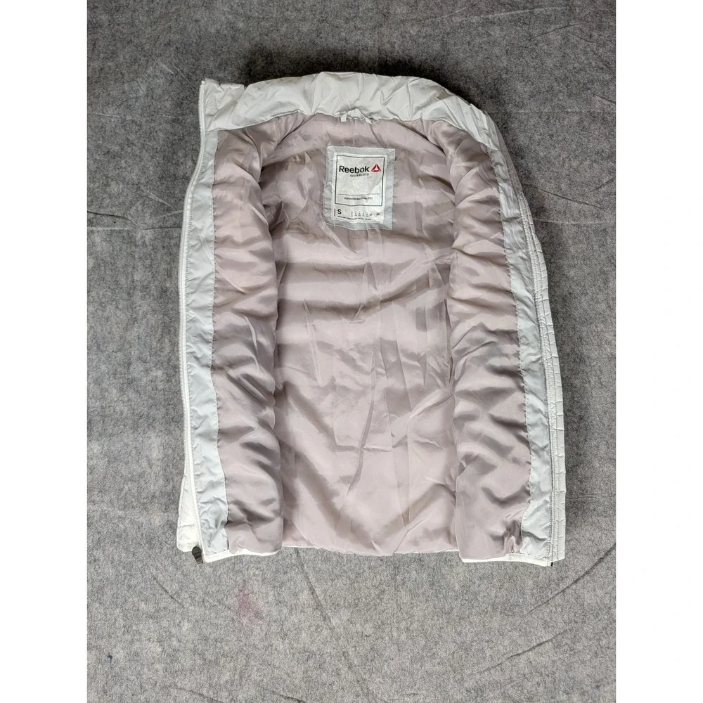 Reebok Womens Quilted‎ Puffer Vest Full Zip Light Grey Sleeveless Jacket S